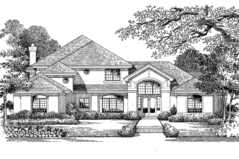 Architectural House Design - Exterior - Front Elevation 3 for Mediterranean House Plan #999-32 - 4 bed, 5.5 bath