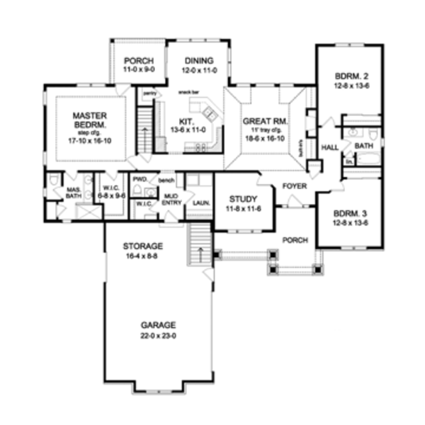 Home Plan - Craftsman Floor Plan - Main Floor Plan #1010-51