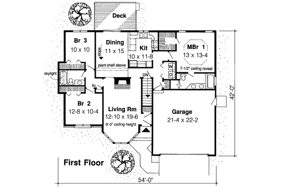 Floor Plan - Main Floor for Traditional House Plan #312-298 - 3 bed, 2 bath