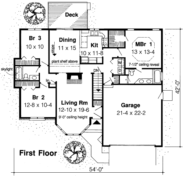 Floor Plan - Main Floor for Traditional House Plan #312-298 - 3 bed, 2 bath