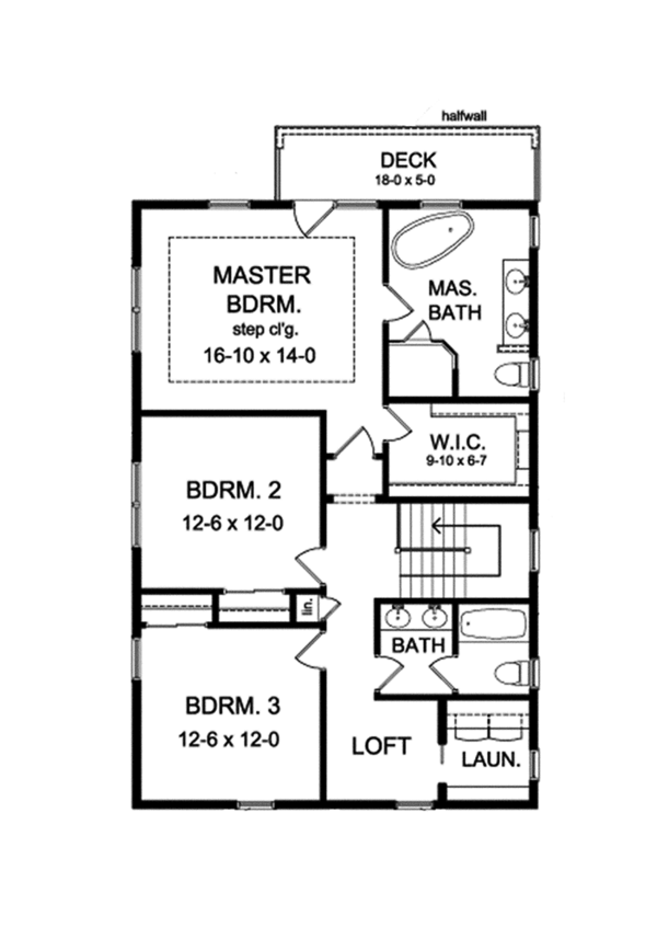 Home Plan - Colonial Floor Plan - Upper Floor Plan #1010-127