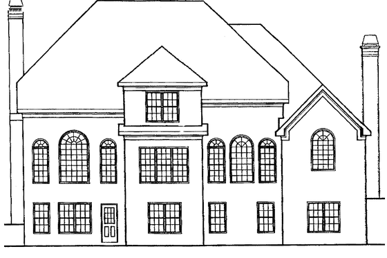Exterior - Rear Elevation for European House Plan #927-102 - 4 bed, 3.5 bath