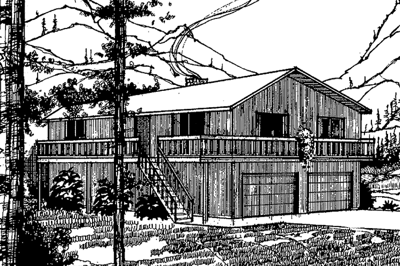 Dream House Plan - Exterior - Front Elevation 3 for Contemporary House Plan #60-739 - 2 bed, 1 bath