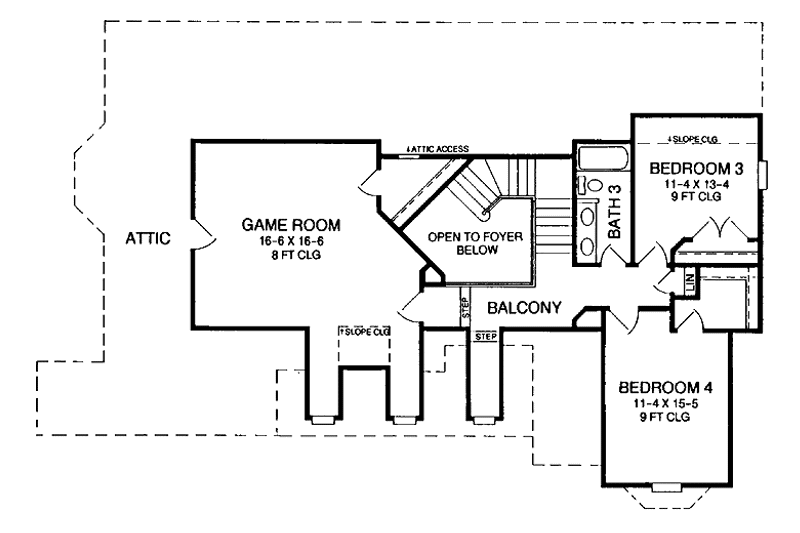 House Blueprint - Floor Plan - Upper Floor for Country House Plan #952-107 - 4 bed, 3 bath