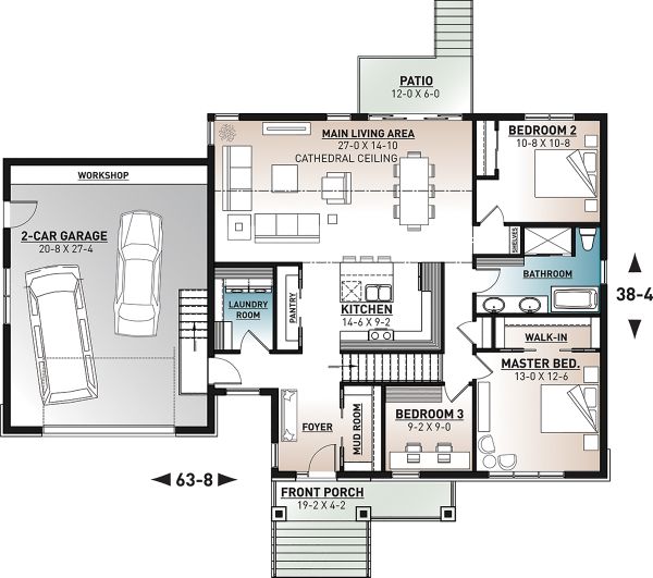 Architectural House Design - Farmhouse Floor Plan - Main Floor Plan #23-2729
