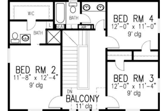 Floor Plan - Upper Floor for Country House Plan #410-135 - 4 bed, 3.5 bath