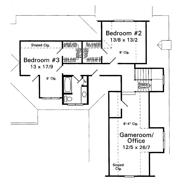 Traditional Floor Plan - Upper Floor Plan #41-161