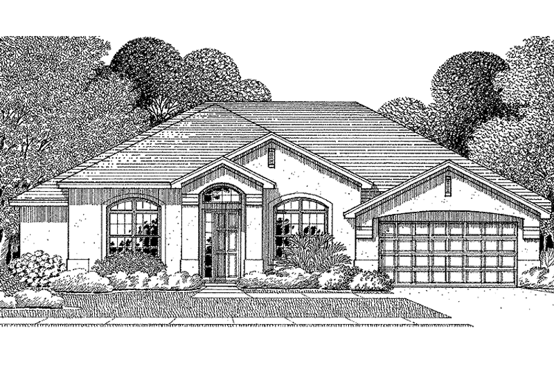 Home Plan - Exterior - Front Elevation 3 for Mediterranean House Plan #999-106 - 4 bed, 3 bath