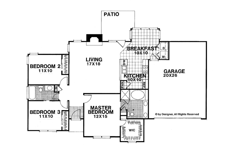 Home Plan - Floor Plan - Main Floor for Mediterranean House Plan #56-659 - 3 bed, 2 bath