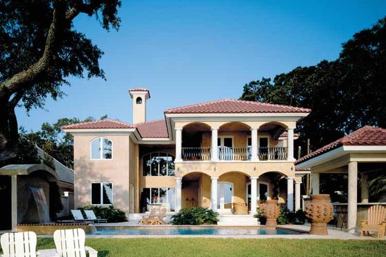Exterior - Rear Elevation for Mediterranean House Plan #930-283 - 5 bed, 5.5 bath