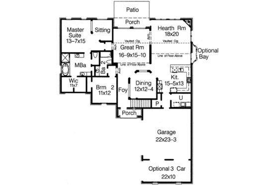 Floor Plan - Main Floor for European House Plan #15-268 - 4 bed, 3 bath