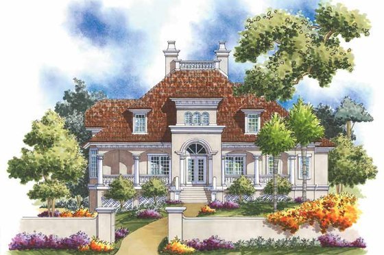 Exterior - Front Elevation 3 for Mediterranean House Plan #930-170 - 3 bed, 3.5 bath