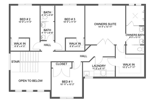 House Blueprint - Craftsman Floor Plan - Upper Floor Plan #1060-394
