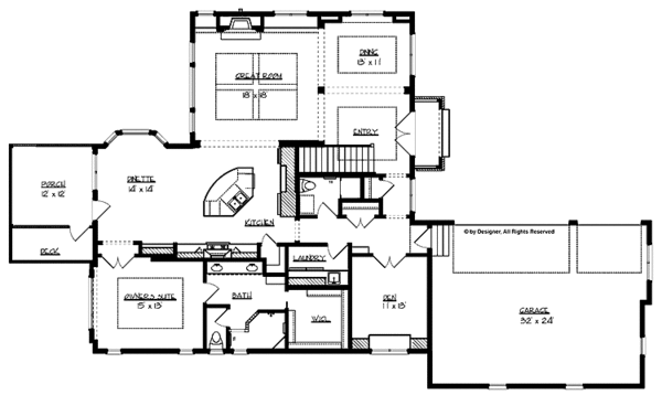 House Blueprint - European Floor Plan - Main Floor Plan #320-1003