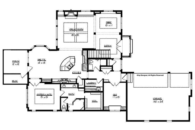 Dream House Plan - Floor Plan - Main Floor for European House Plan #320-1003 - 3 bed, 2.5 bath