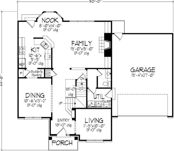 Architectural House Design - Prairie Floor Plan - Main Floor Plan #320-1415