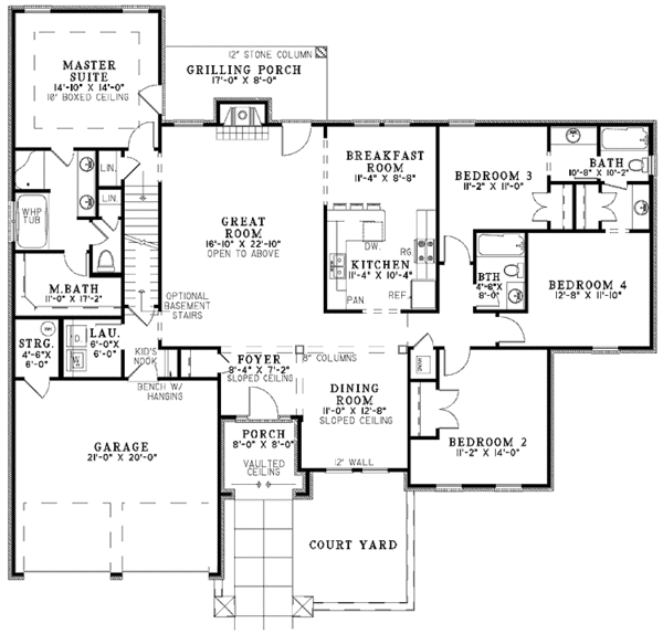 Architectural House Design - Mediterranean Floor Plan - Main Floor Plan #17-2927