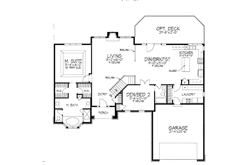 Architectural House Design - Floor Plan - Main Floor for European House Plan #51-955 - 2 bed, 3 bath