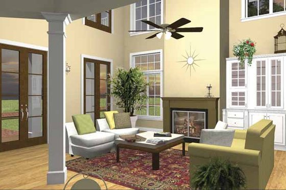 Interior - Family Room for Traditional House Plan #44-215 - 3 bed, 2.5 bath