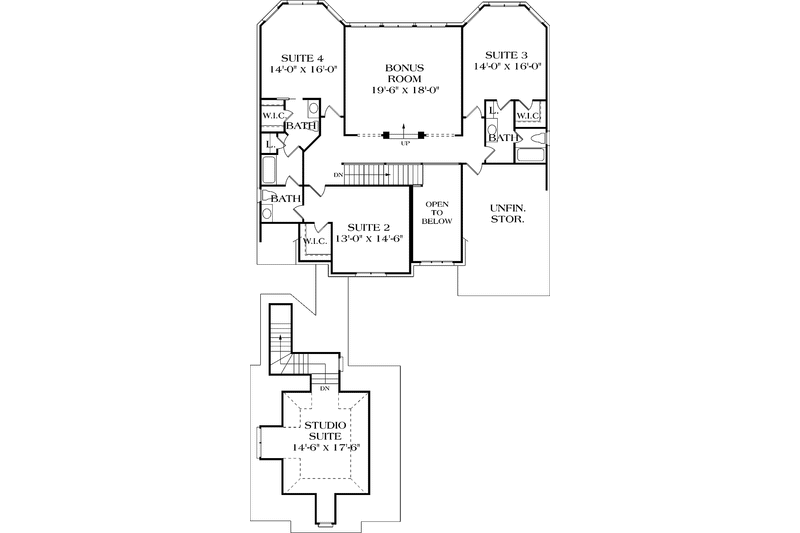 Dream House Plan - Floor Plan - Upper Floor for Traditional House Plan #453-396 - 4 bed, 3.5 bath