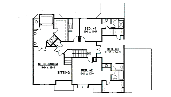 Traditional Floor Plan - Upper Floor Plan #67-819