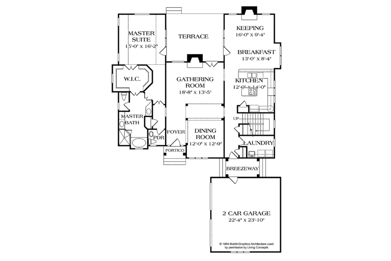 Dream House Plan - Floor Plan - Main Floor for Country House Plan #453-104 - 3 bed, 2.5 bath