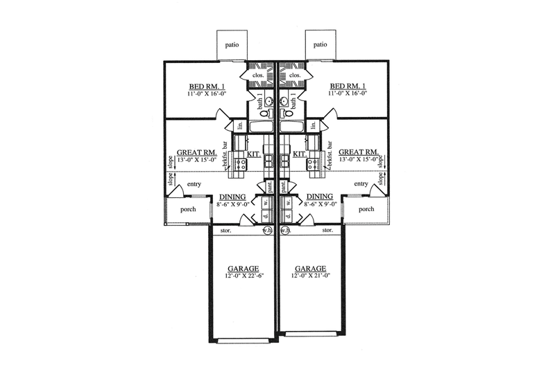 Home Plan - Floor Plan - Main Floor for Traditional House Plan #42-726 - 2 bed, 2 bath