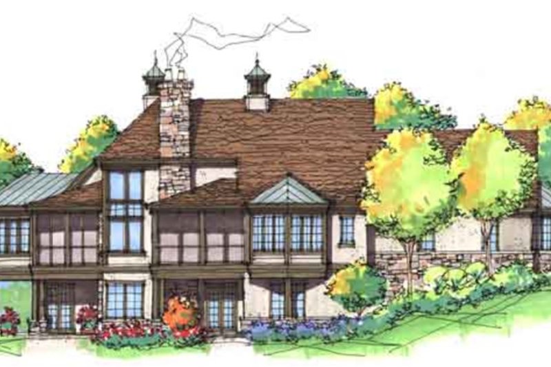 Home Plan - Exterior - Rear Elevation for European House Plan #929-941 - 3 bed, 3.5 bath