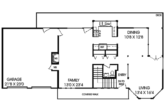 Floor Plan - Main Floor for Craftsman House Plan #60-879 - 4 bed, 2.5 bath