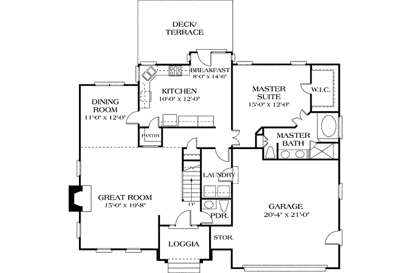 House Blueprint - Floor Plan - Main Floor for Traditional House Plan #453-100 - 3 bed, 2.5 bath