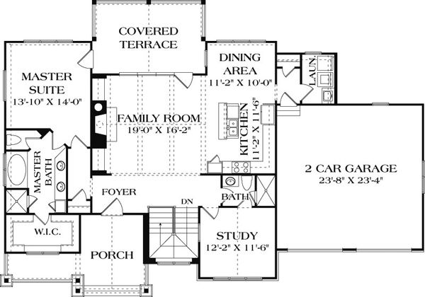 Home Plan - Craftsman style house plan, main level floor plan