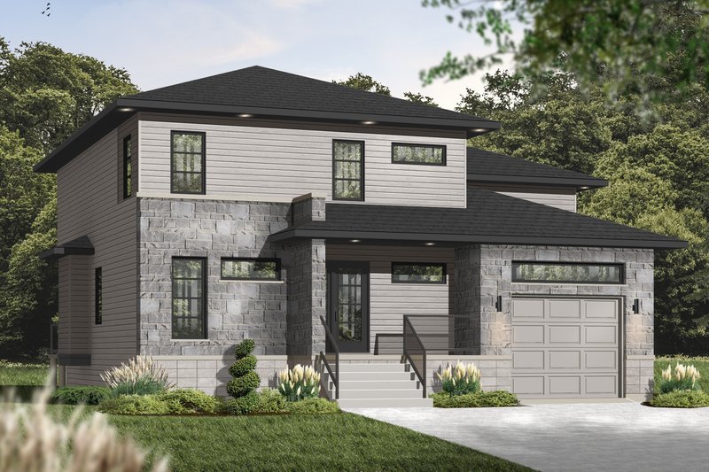 Contemporary Style House Plan - 3 Beds 2.5 Baths 2072 Sq/Ft Plan #23-2545