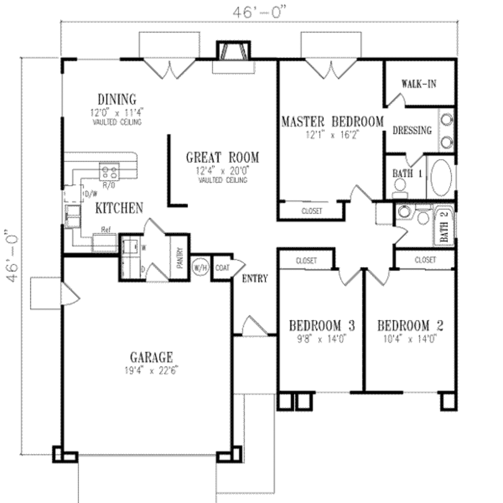 Adobe / Southwestern Style House Plan - 3 Beds 2 Baths 1476 Sq/Ft Plan ...