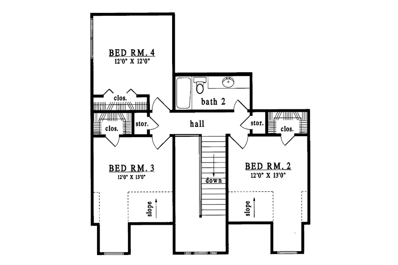Home Plan - Floor Plan - Upper Floor for Country House Plan #42-434 - 4 bed, 2.5 bath