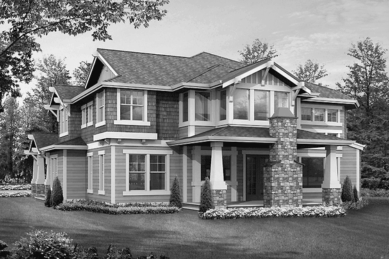 Exterior - Rear Elevation for Craftsman House Plan #132-240 - 4 bed, 3.5 bath