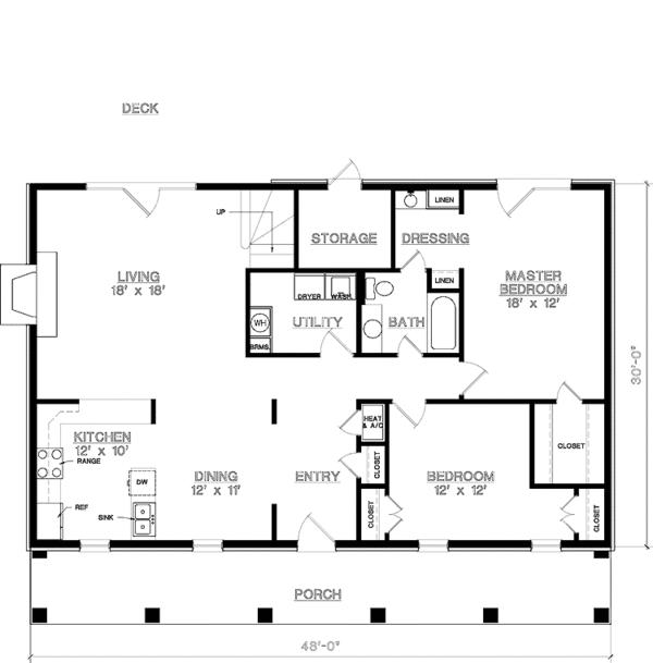 Architectural House Design - Colonial Floor Plan - Main Floor Plan #45-547
