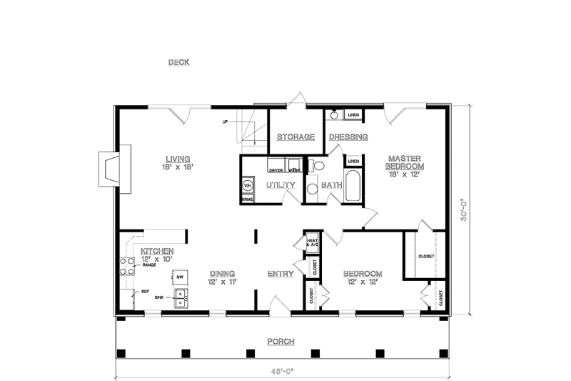 Home Plan - Floor Plan - Main Floor for Colonial House Plan #45-547 - 4 bed, 2 bath