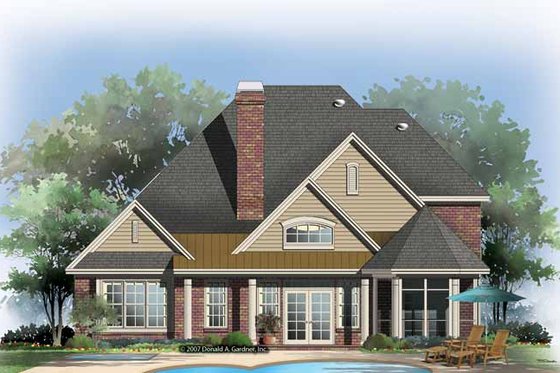 Exterior - Rear Elevation for Traditional House Plan #929-842 - 3 bed, 2.5 bath
