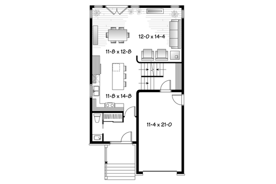 Floor Plan - Main Floor for Contemporary House Plan #23-2482 - 3 bed, 2.5 bath