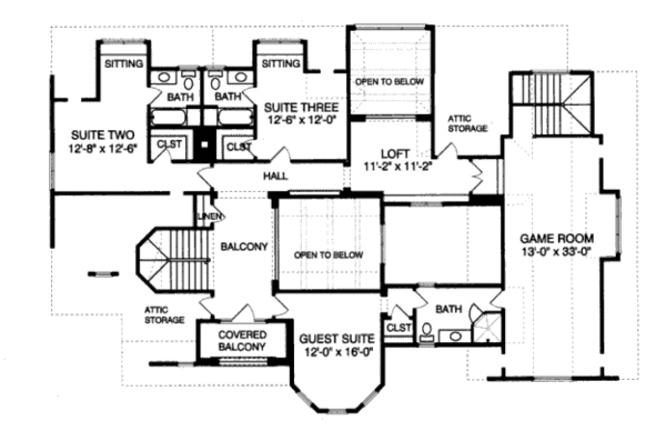 Traditional Floor Plan - Upper Floor Plan #413-830