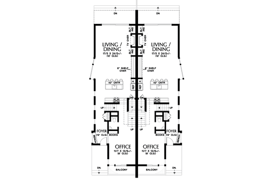 Floor Plan - Main Floor for Contemporary House Plan #48-1020 - 2 bed, 2.5 bath