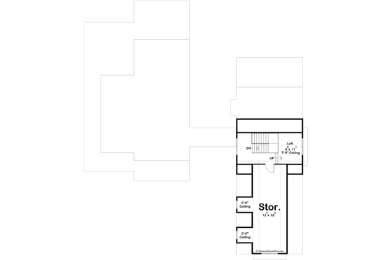 Floor Plan - Upper Floor for European House Plan #455-361 - 1 bed, 1.5 bath