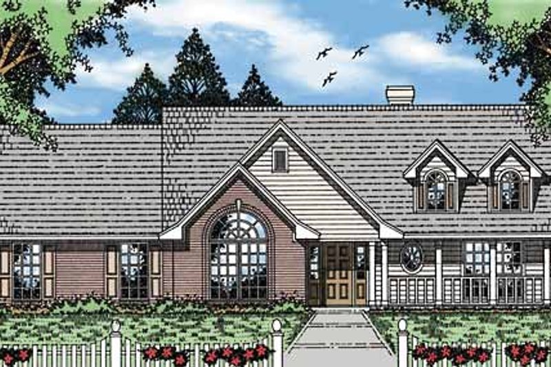 House Blueprint - Country Exterior - Front Elevation Plan #42-593