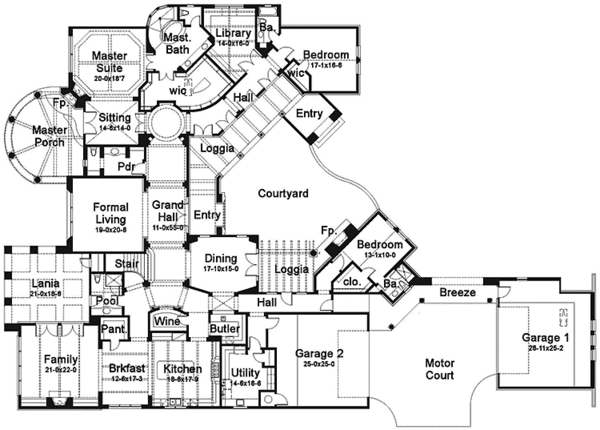 House Design - Mediterranean Floor Plan - Main Floor Plan #120-214