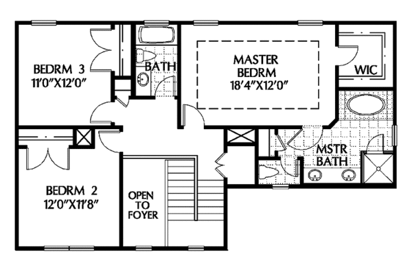 Dream House Plan - Colonial Floor Plan - Upper Floor Plan #999-77