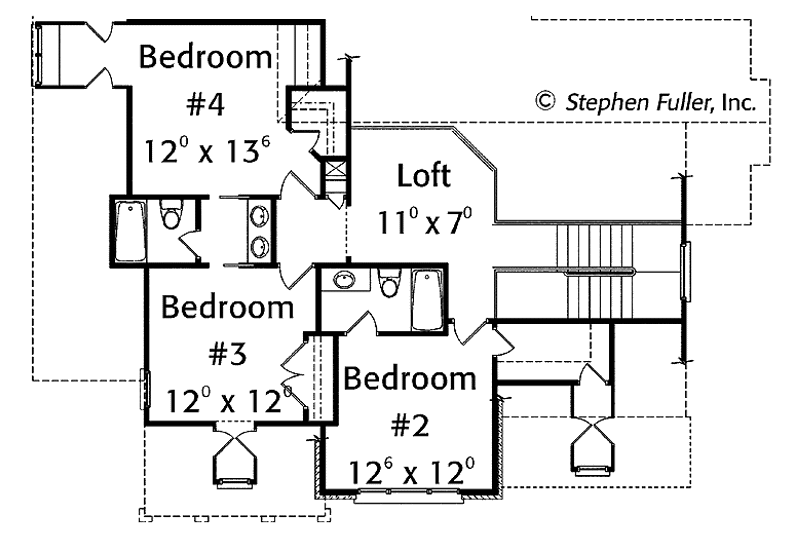 Home Plan - Floor Plan - Upper Floor for Country House Plan #429-372 - 4 bed, 3.5 bath