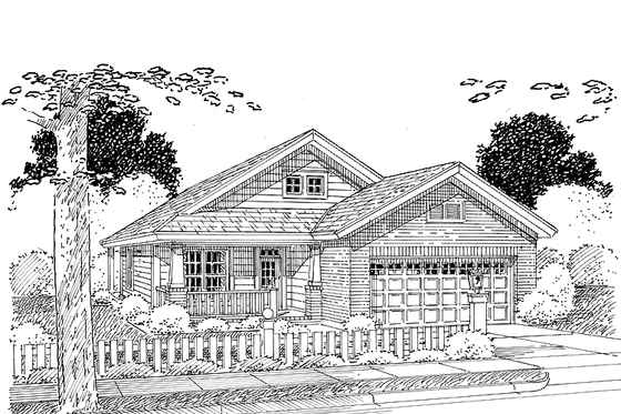 Exterior - Front Elevation 4 for Craftsman House Plan #513-2106 - 3 bed, 2 bath
