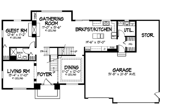 House Blueprint - Traditional Floor Plan - Main Floor Plan #320-876