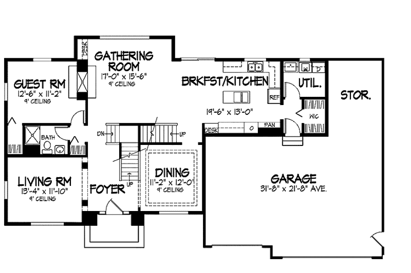 Architectural House Design - Floor Plan - Main Floor for Traditional House Plan #320-876 - 5 bed, 3 bath