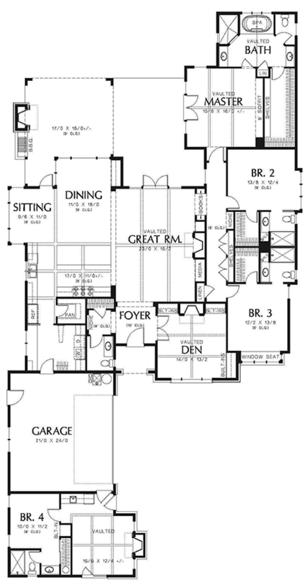 House Blueprint - Traditional Floor Plan - Main Floor Plan #48-859